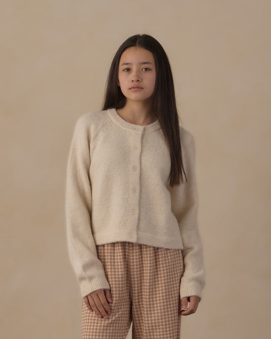 Teen Fuzzy Cardigan || Natural