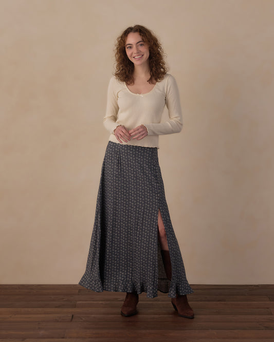 Women's Button Slit Skirt || Heart Ditsy