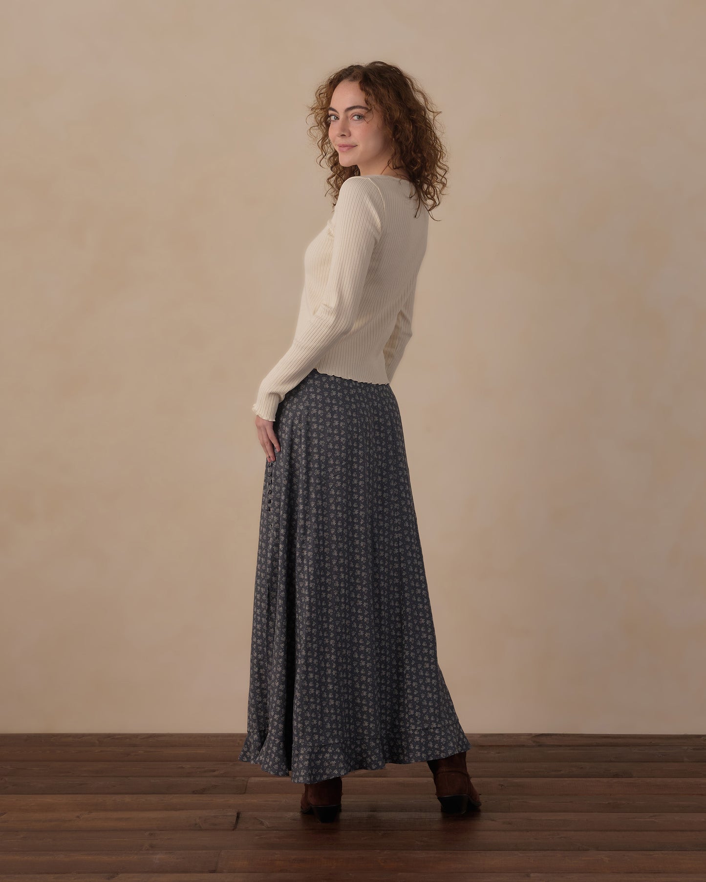 Women's Button Slit Skirt || Heart Ditsy