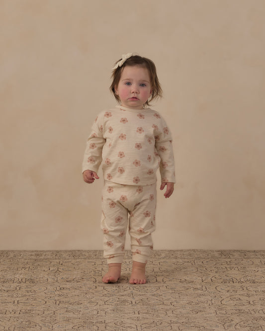 Long Sleeve Tee + Pant Set | Pink Daisies