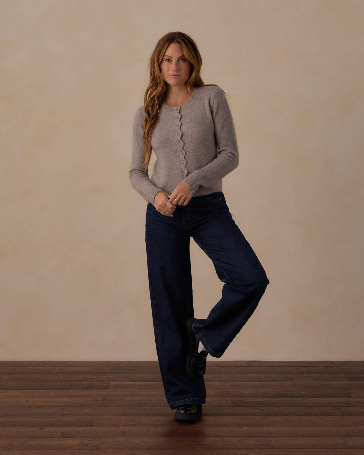 Women's Scallop Cardigan | Dusty Blue