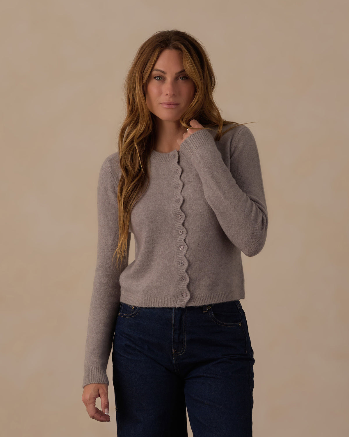 Women's Scallop Cardigan | Dusty Blue