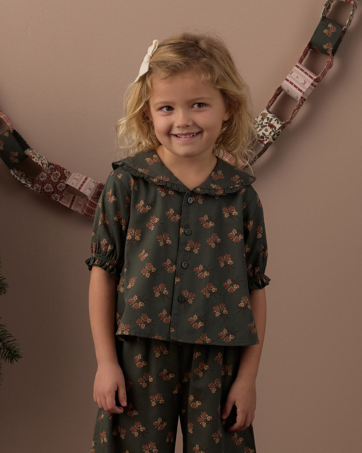 Ruffle Pajamas | Evergreen Bouquet