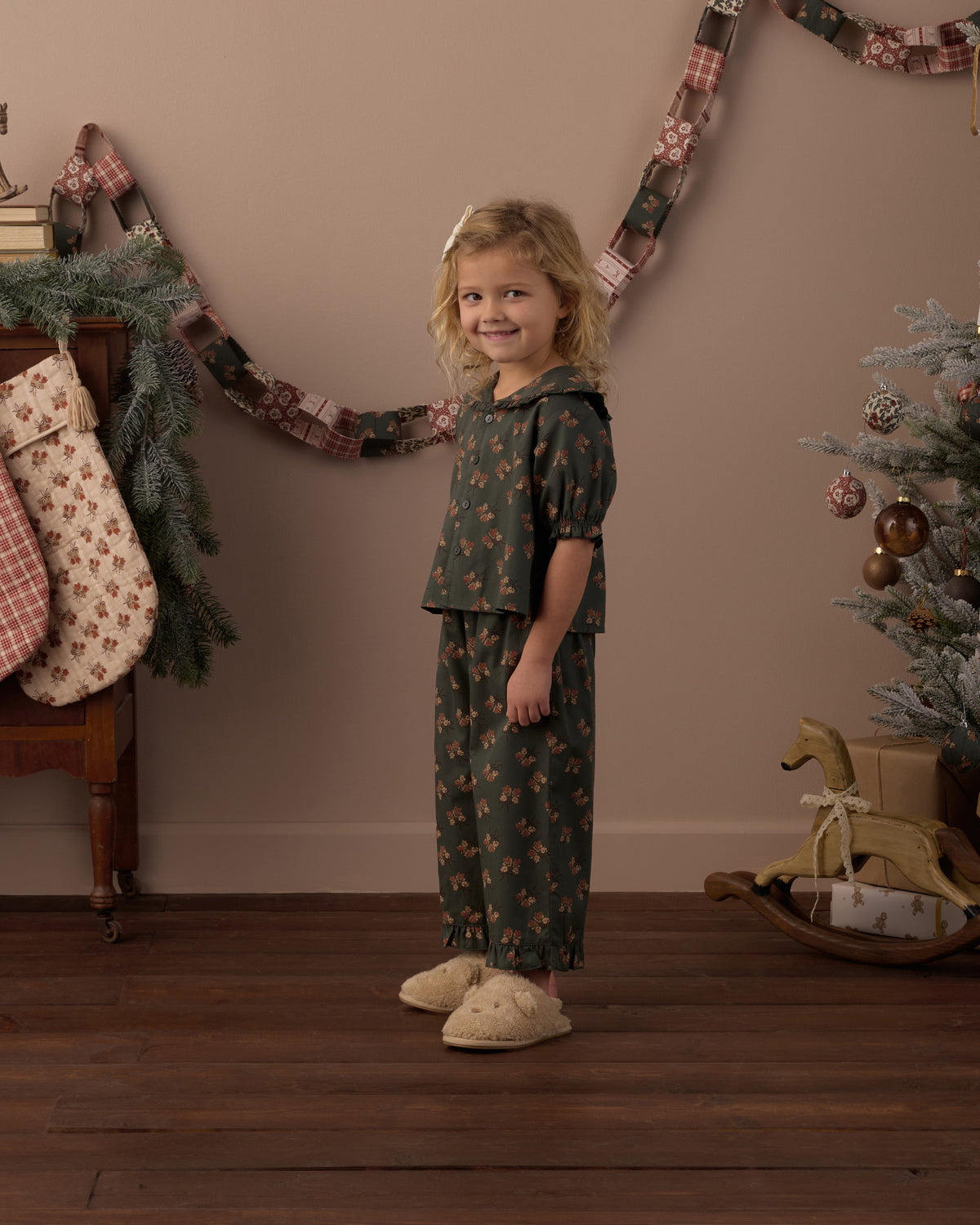 Ruffle Pajamas | Evergreen Bouquet