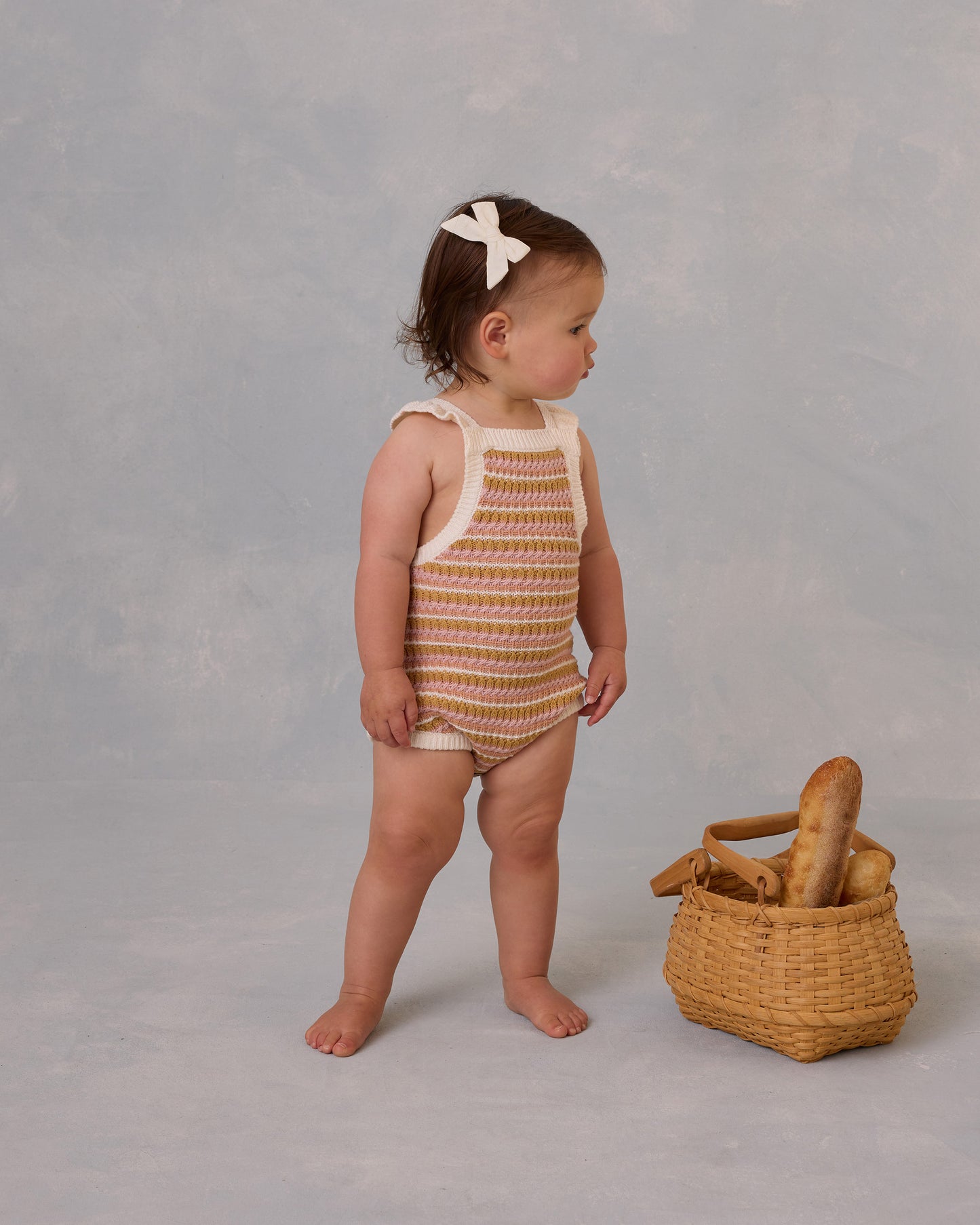 Crochet Romper || Pink Stripe