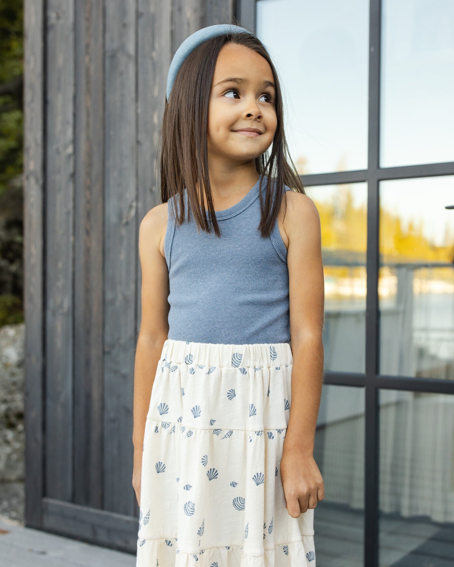 Ribbed Tank Set || Natural, Heathered Marine