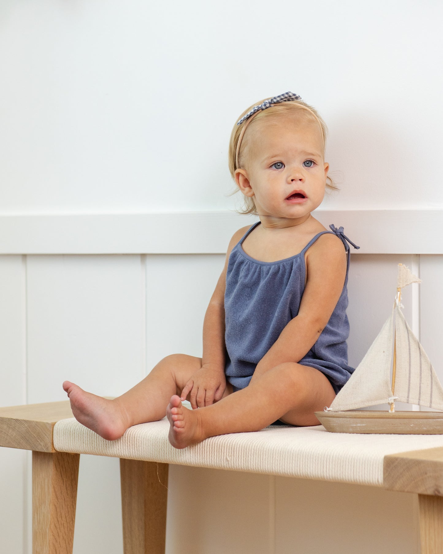 Little Knot Headband || Marine Gingham