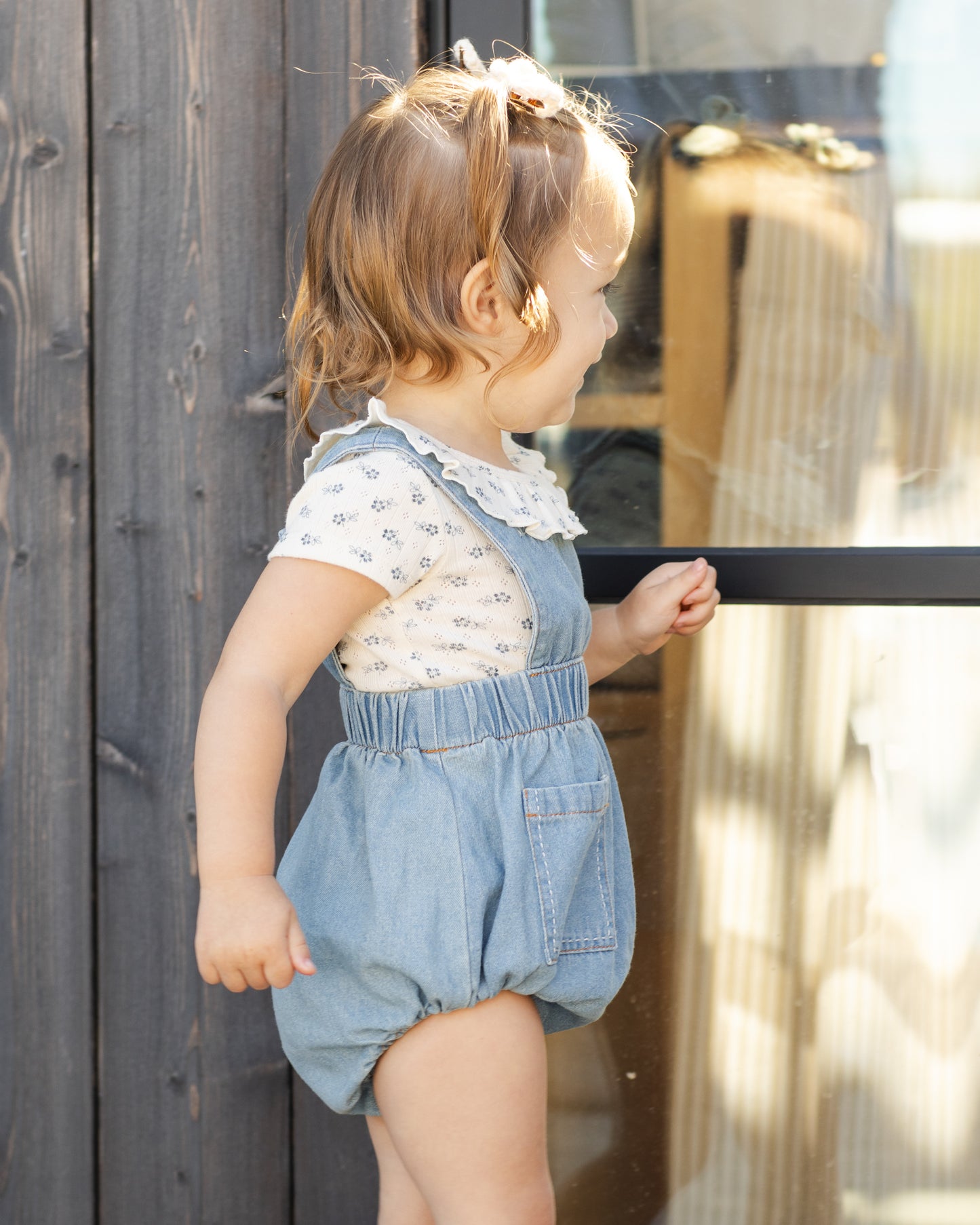 Ruffle Collar Bodysuit || Blue Ditsy
