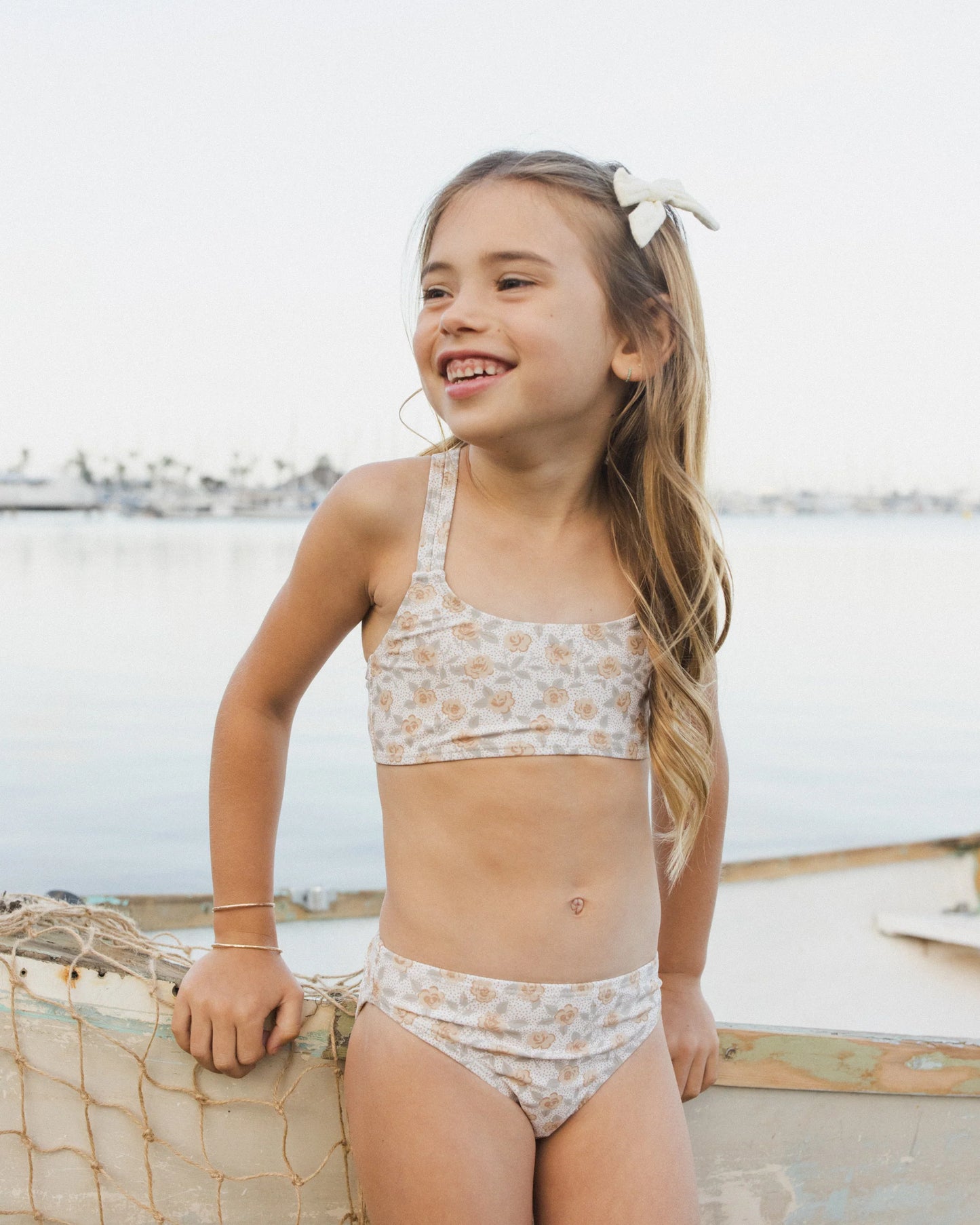 Crop Rashguard & Bikini Set || Yellow Floral