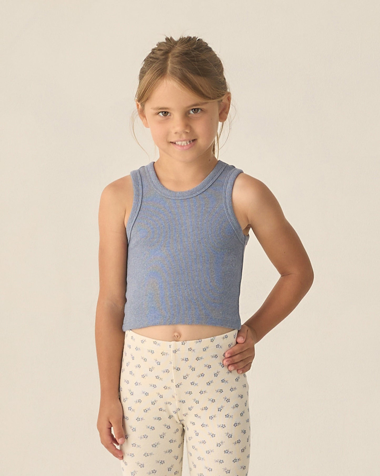 Ribbed Legging Set || Natural Blue Ditsy, Heathered Marine