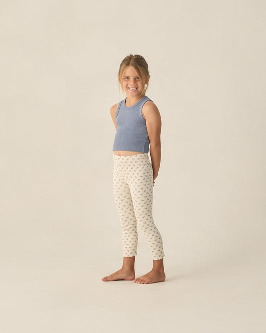 Ribbed Legging Set || Natural Blue Ditsy, Heathered Marine