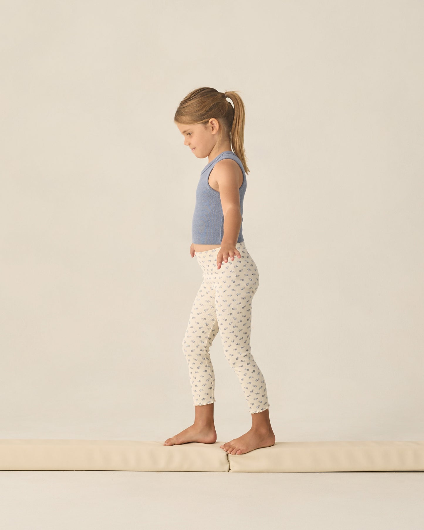 Ribbed Legging Set || Natural Blue Ditsy, Heathered Marine