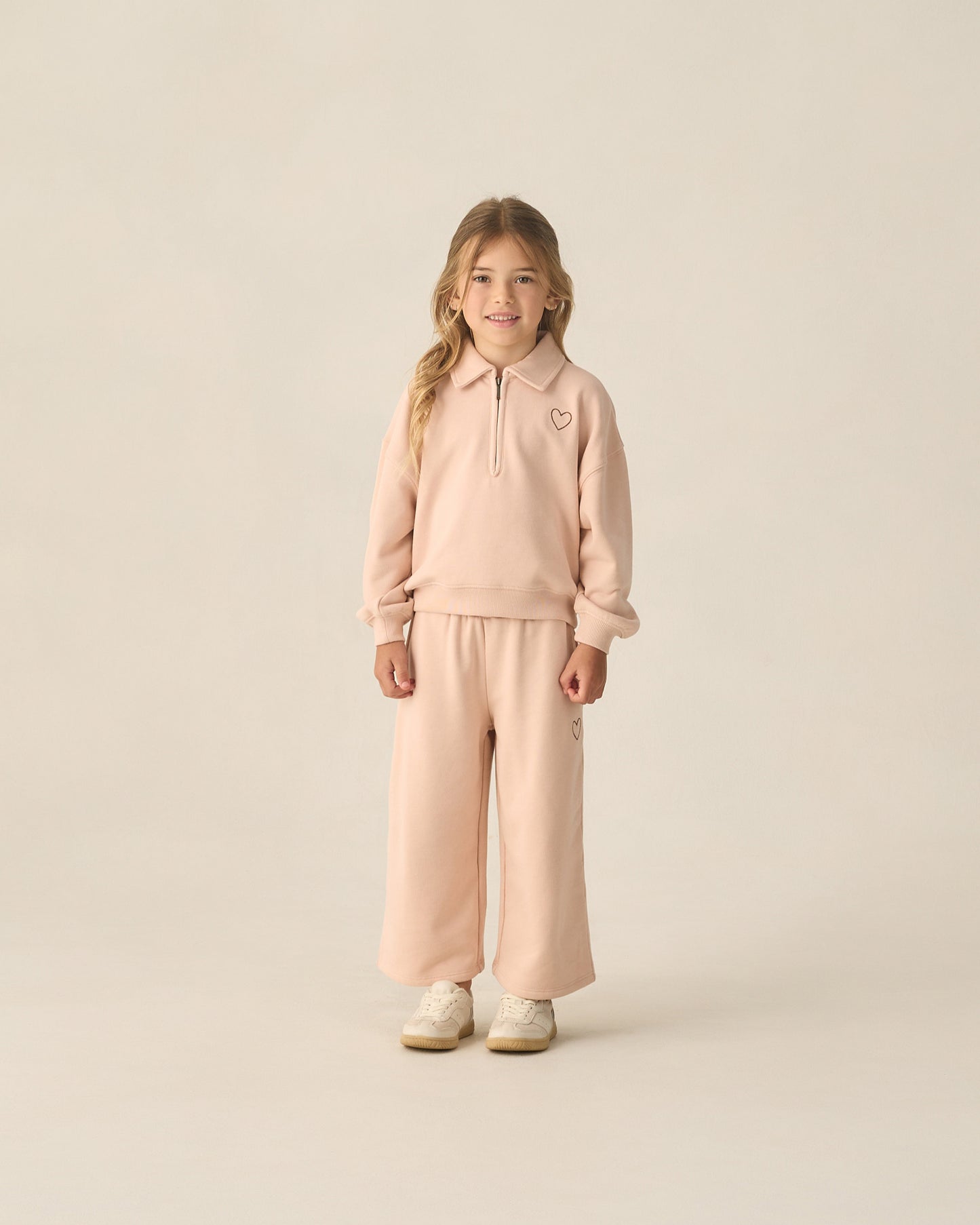 Quarter Zip Sweatshirt || Blush