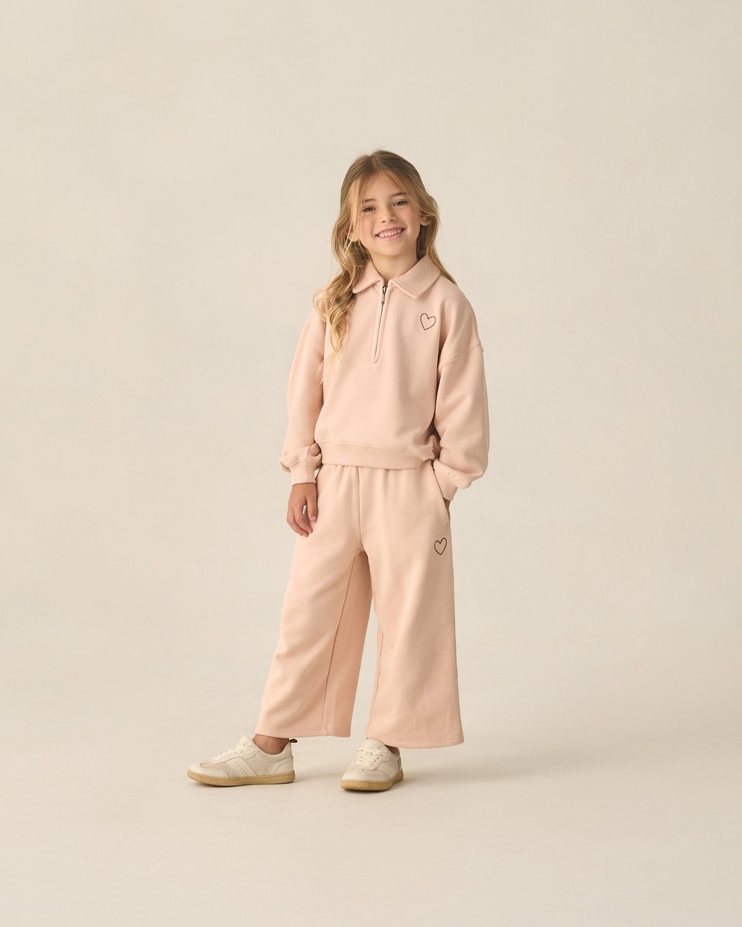 Quarter Zip Sweatshirt || Blush