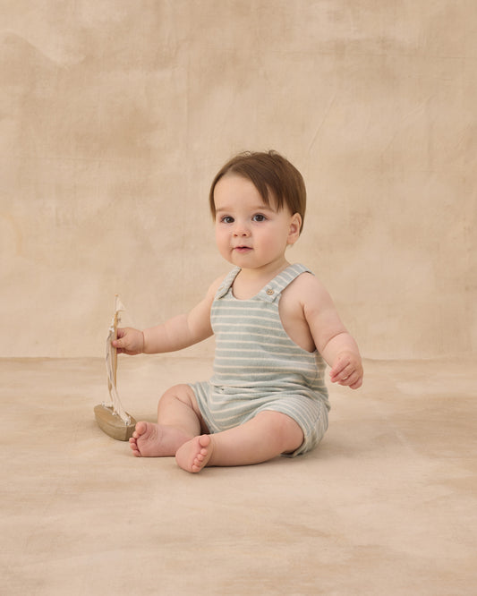 Gio Romper || Seafoam Terry Stripe