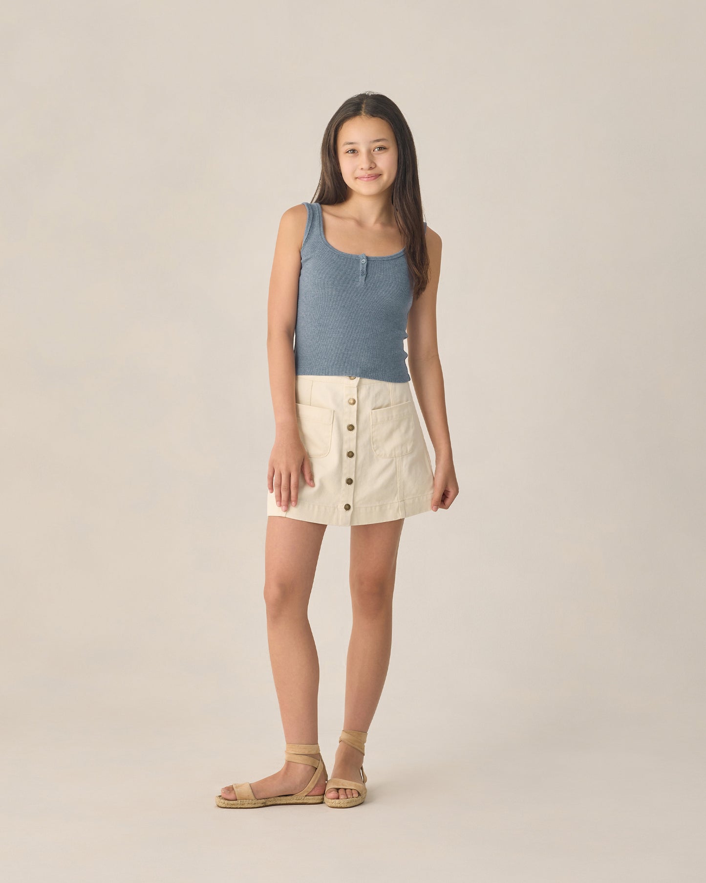 Ribbed Tank || Heathered Marine - Teen