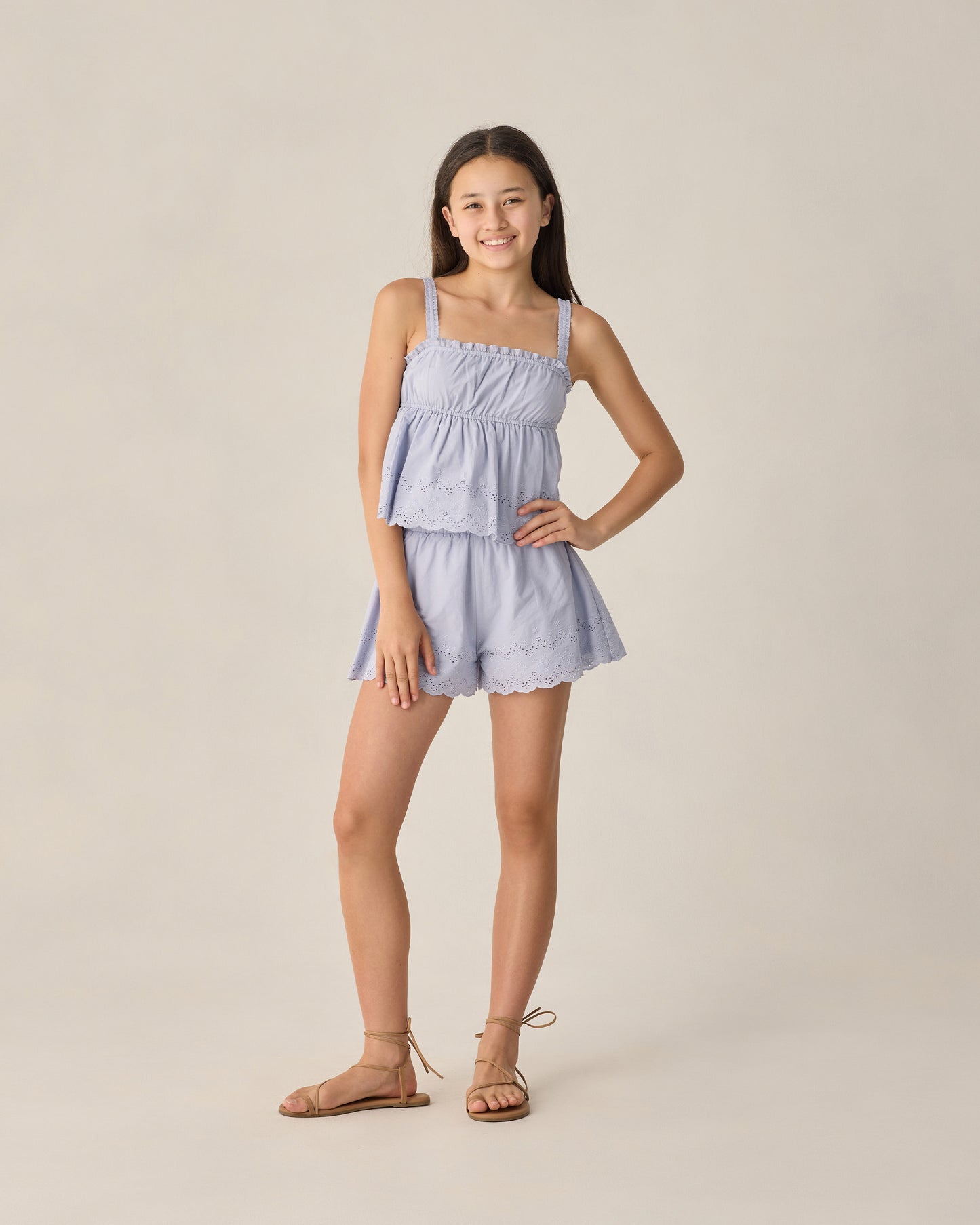 Teen Eyelet Tank Blouse || Periwinkle
