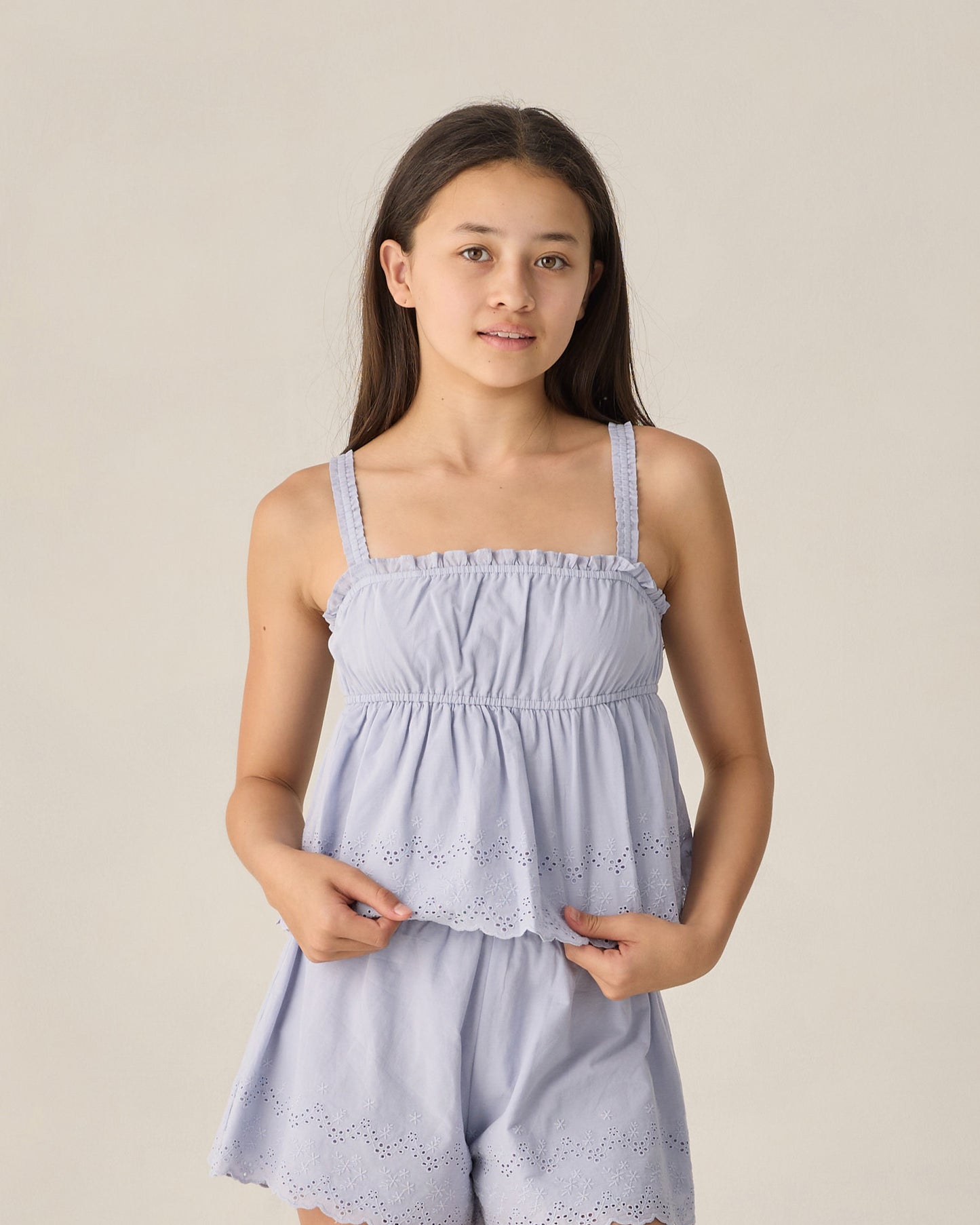 Teen Eyelet Tank Blouse || Periwinkle