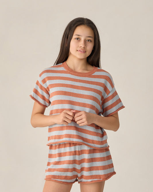 Summer Knit Set | Poppy + Light Blue Stripe - Teen