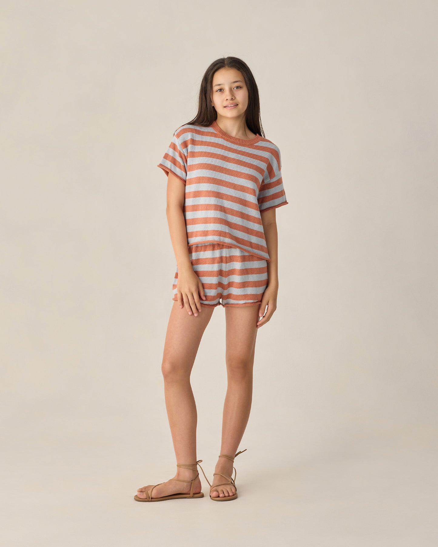 Summer Knit Set | Poppy + Light Blue Stripe - Teen