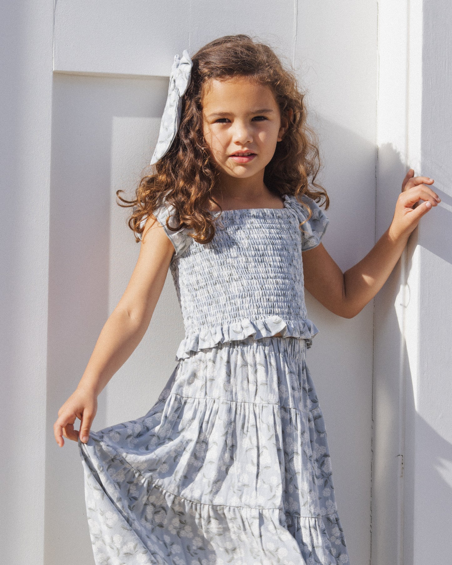 Tiered Midi Skirt  || Light Blue