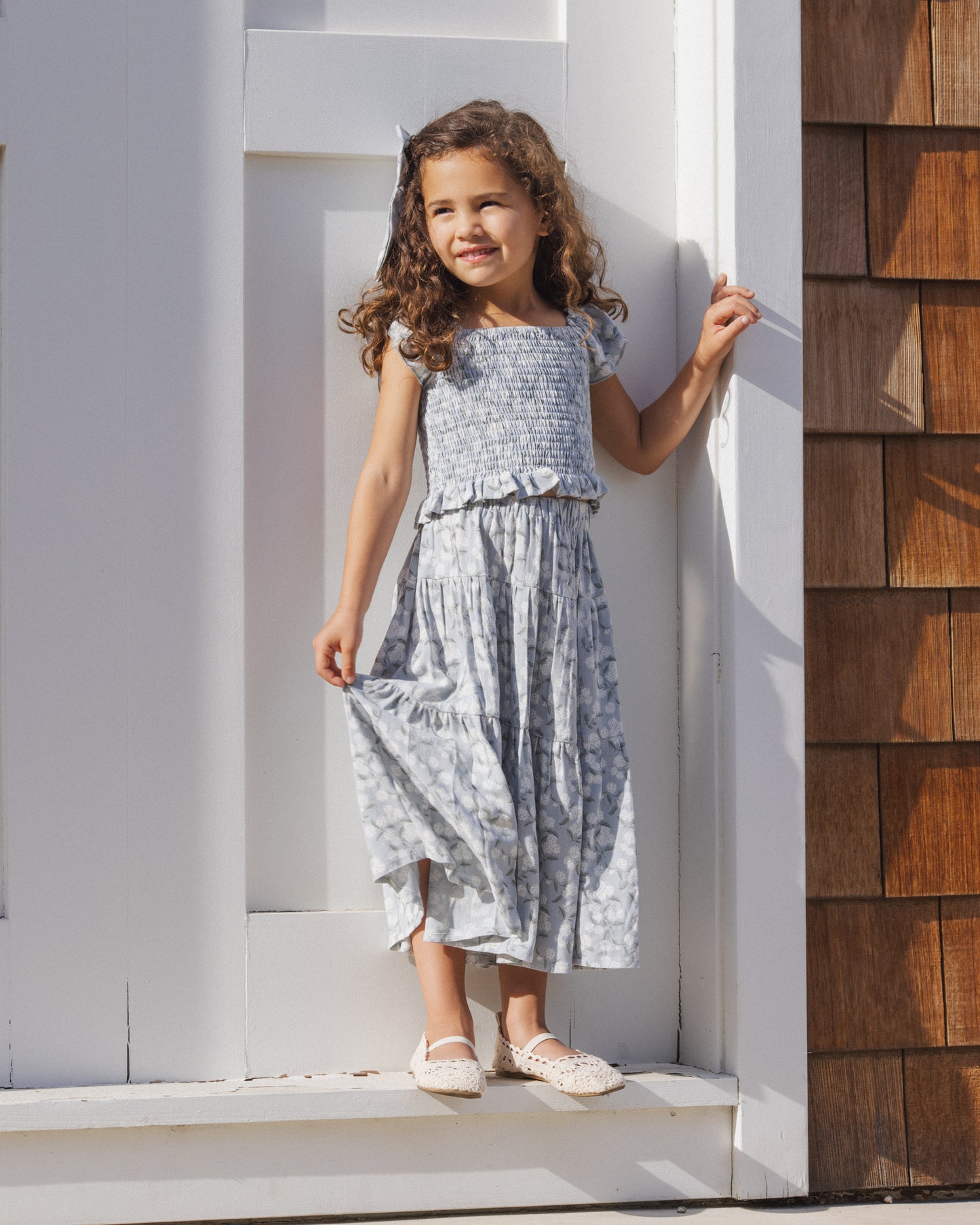 Tiered Midi Skirt  || Light Blue