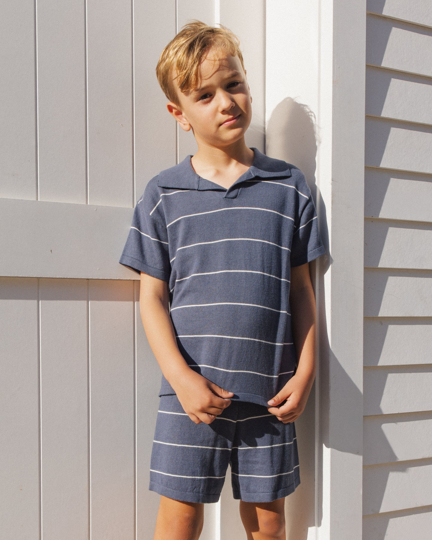 Chandler Knit Polo || Navy Stripe