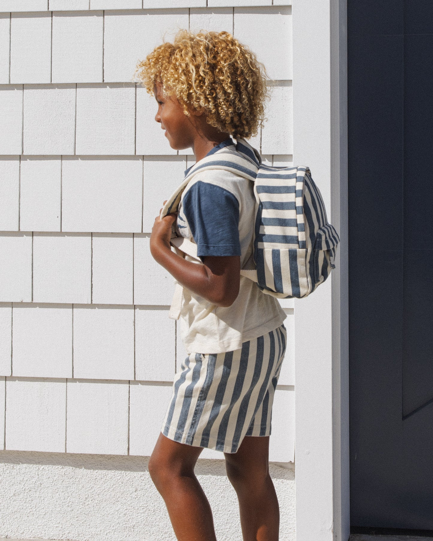 Mini Backpack || Navy Stripe