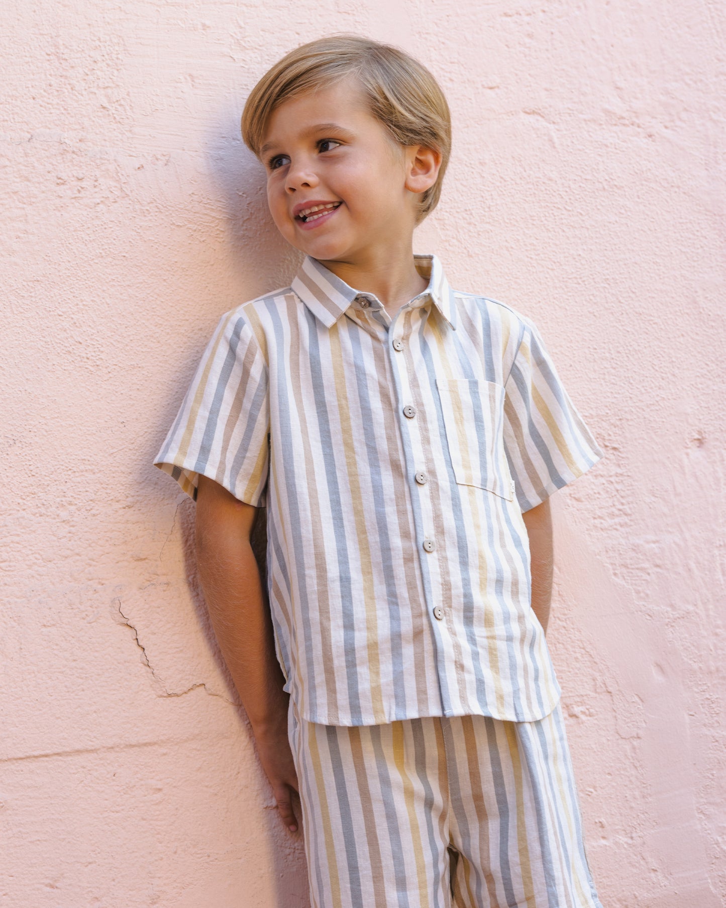Collared Short Sleeve Shirt || Valencia Stripe