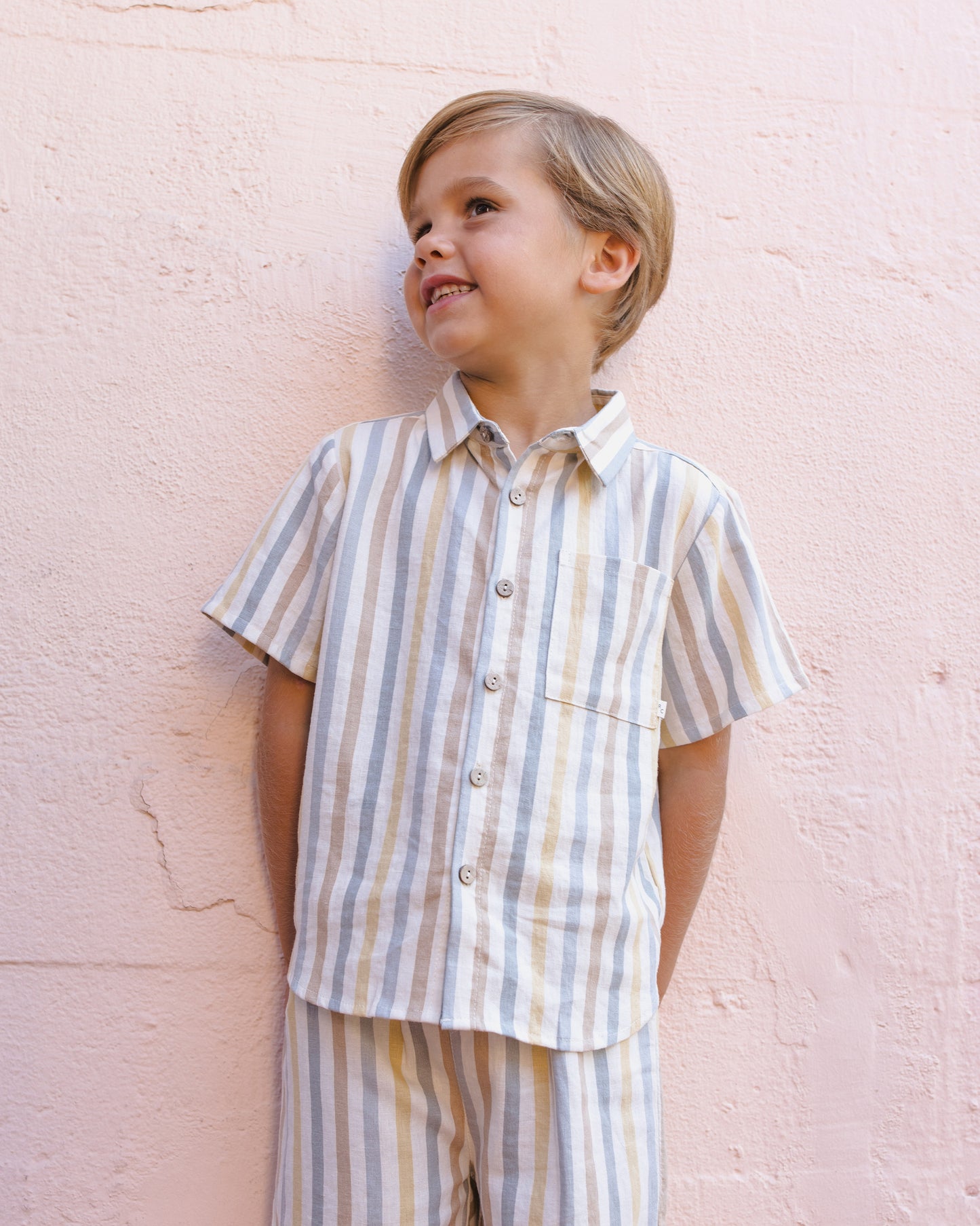 Collared Short Sleeve Shirt || Valencia Stripe