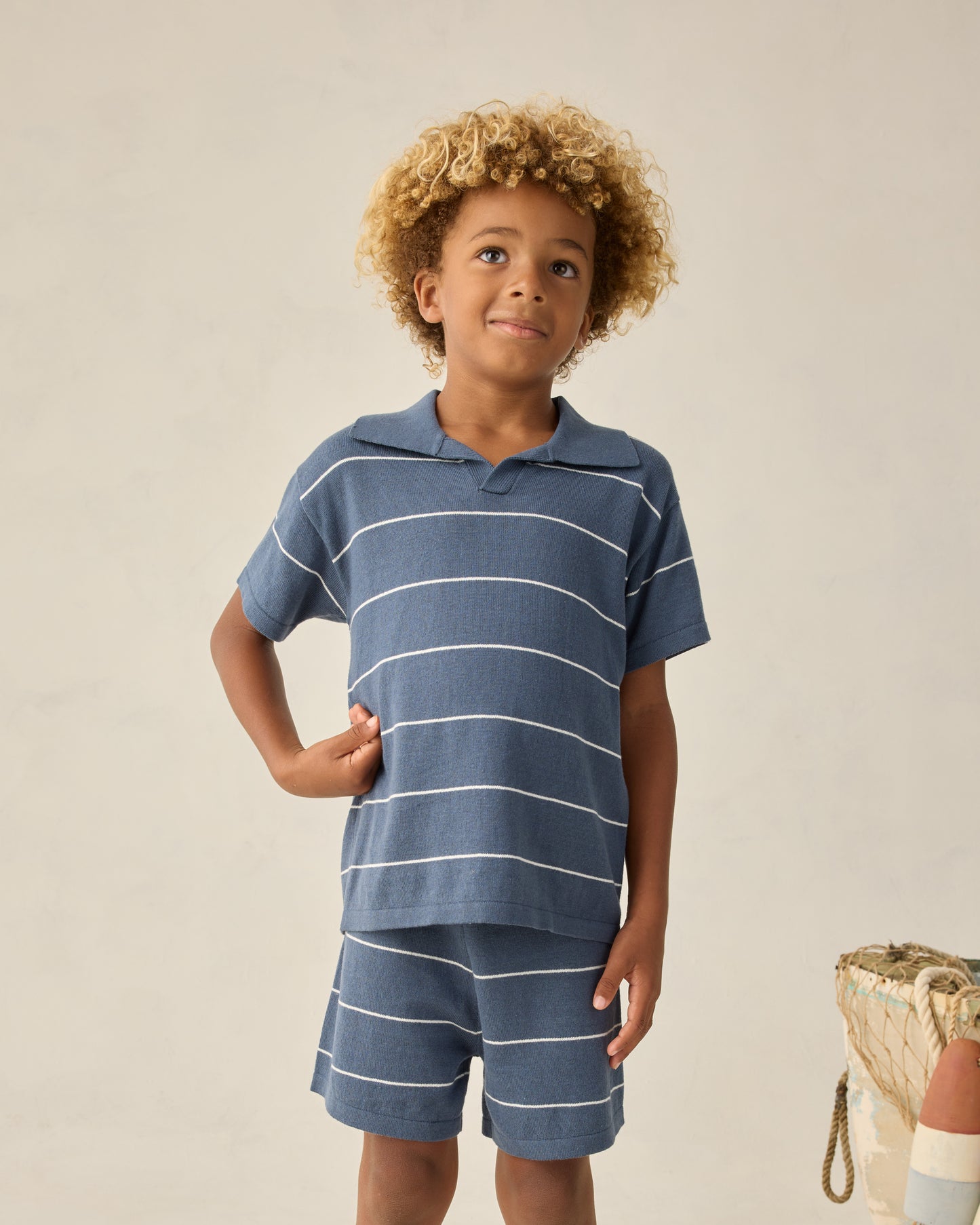 Chandler Knit Polo || Navy Stripe