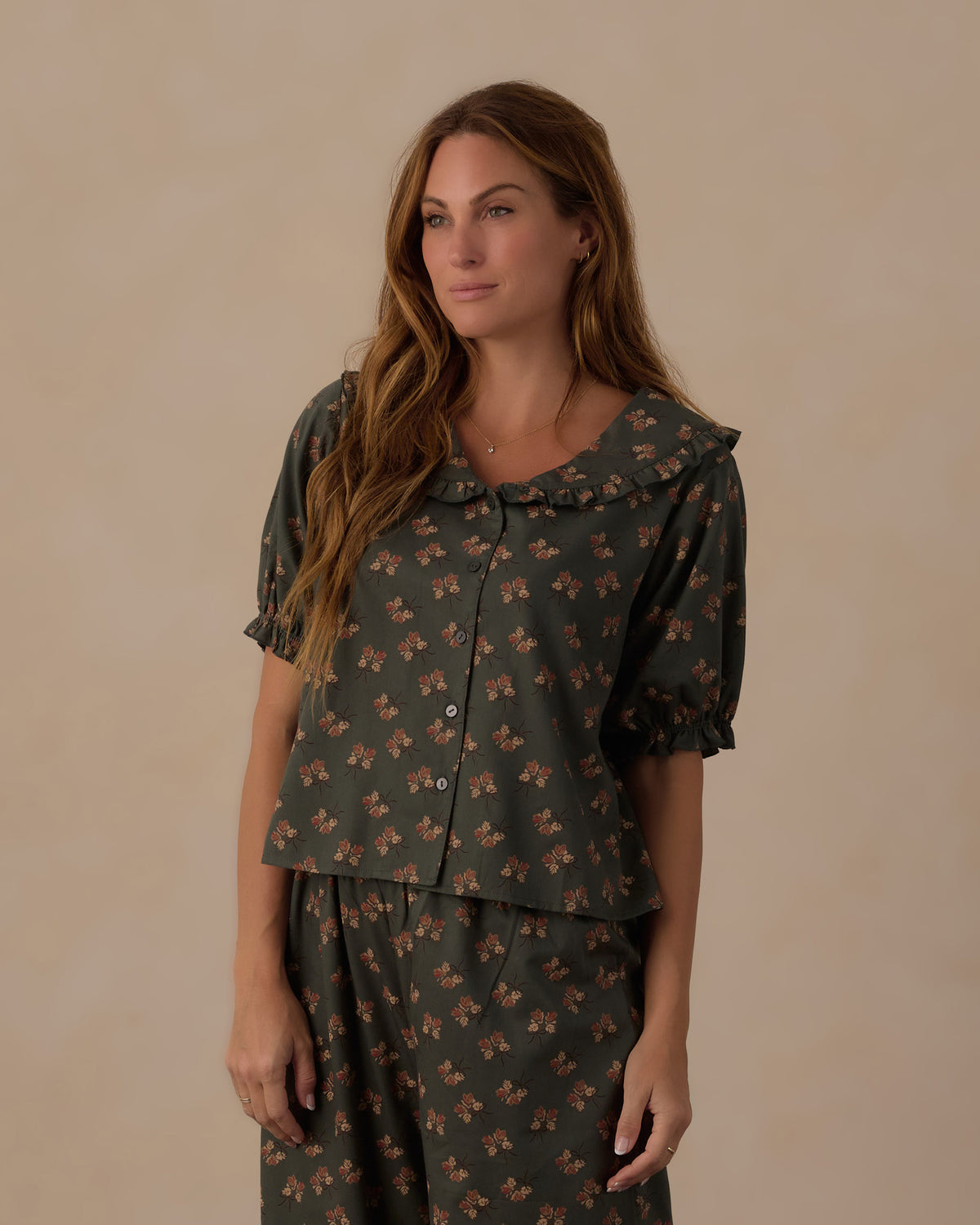 Women's Ruffle Pajamas | Evergreen Bouquet