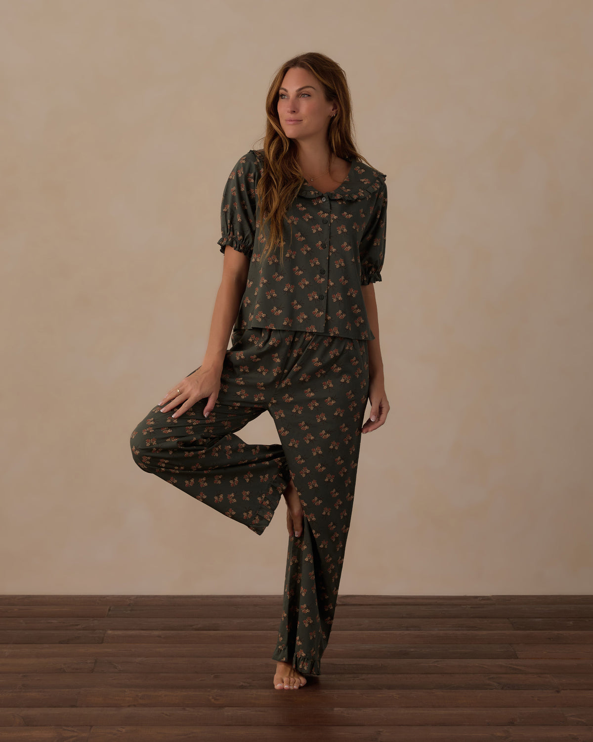Women's Ruffle Pajamas | Evergreen Bouquet