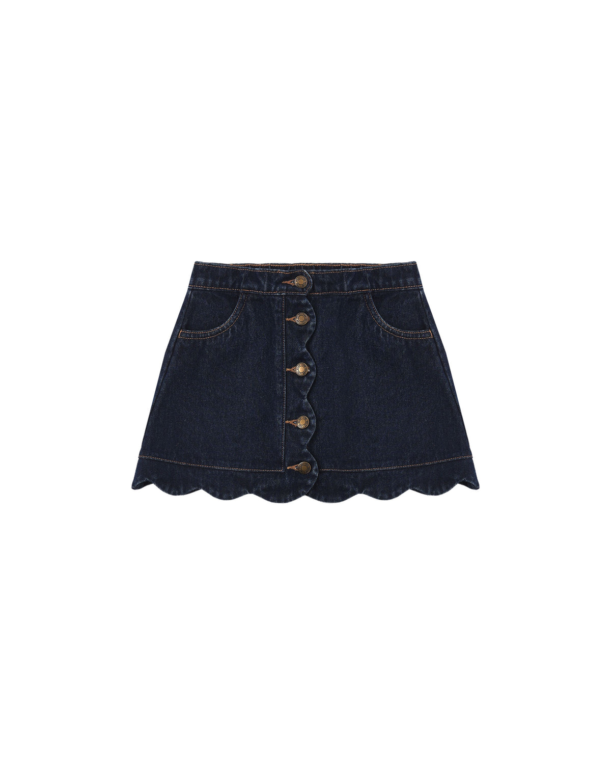 Scallop Mini Skirt | Dark Indigo