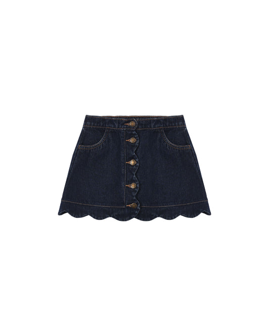 Scallop Mini Skirt | Dark Indigo