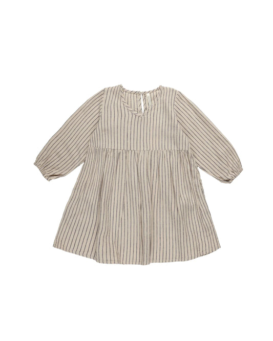 V Neck Babydoll Dress | Slate Pinstripe