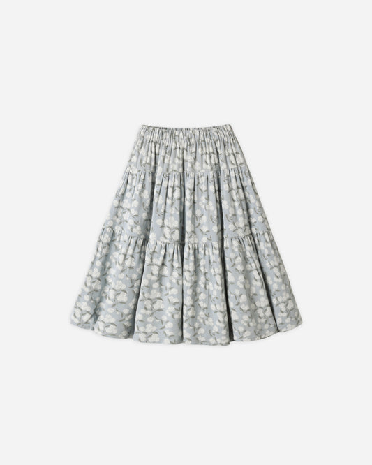 Tiered Midi Skirt  || Light Blue