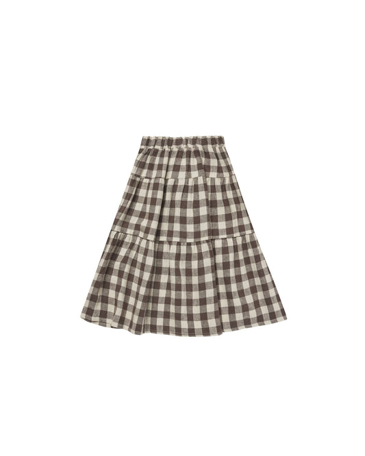 Tiered Midi Skirt | Chocolate Check