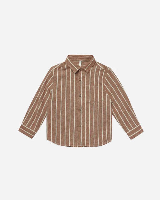 Collared Long Sleeve Shirt | Cedar Pinstripe