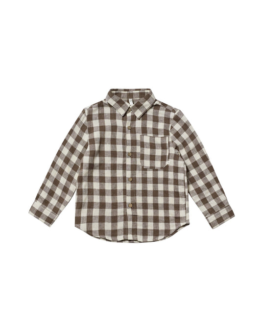 Collared Long Sleeve Shirt | Chocolate Check