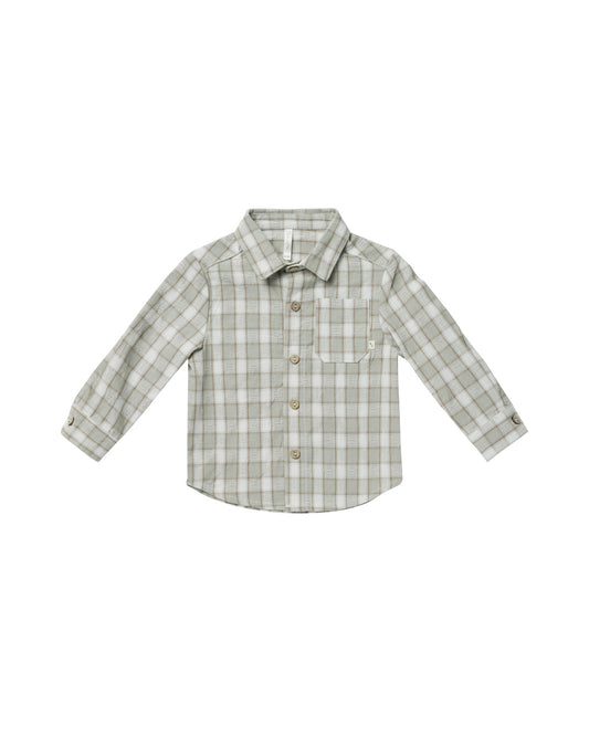 Collared Long Sleeve Shirt | Pewter Plaid