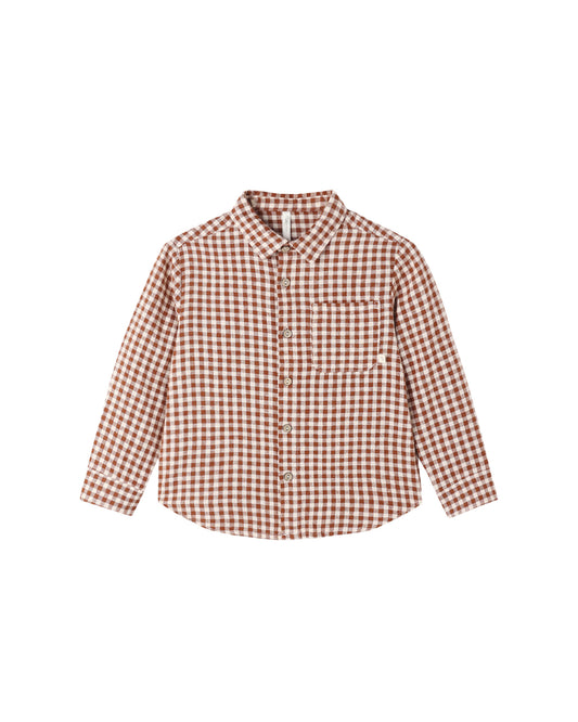 Collared Long Sleeve Shirt | Brick Check