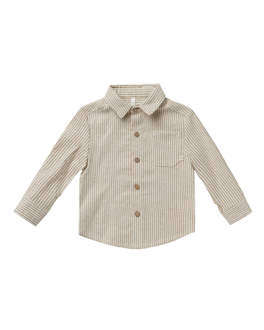 Collared Long Sleeve Shirt | Brass Stripe