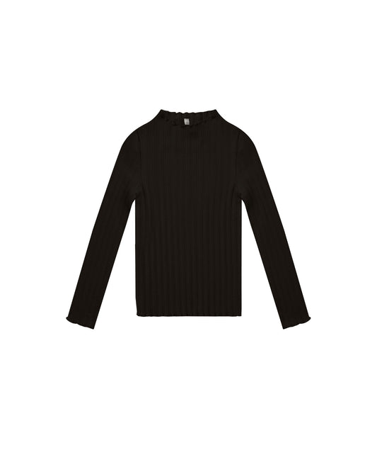 Ribbed Long Sleeve Tee | Black