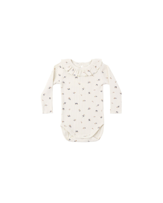 Ruffle Collar Bodysuit || Natural Ditsy