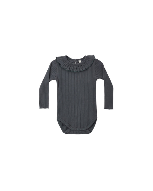 Ruffle Collar Bodysuit || Midnight