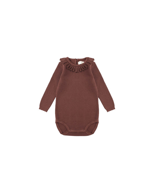 Ruffle Collar Bodysuit || Burgundy