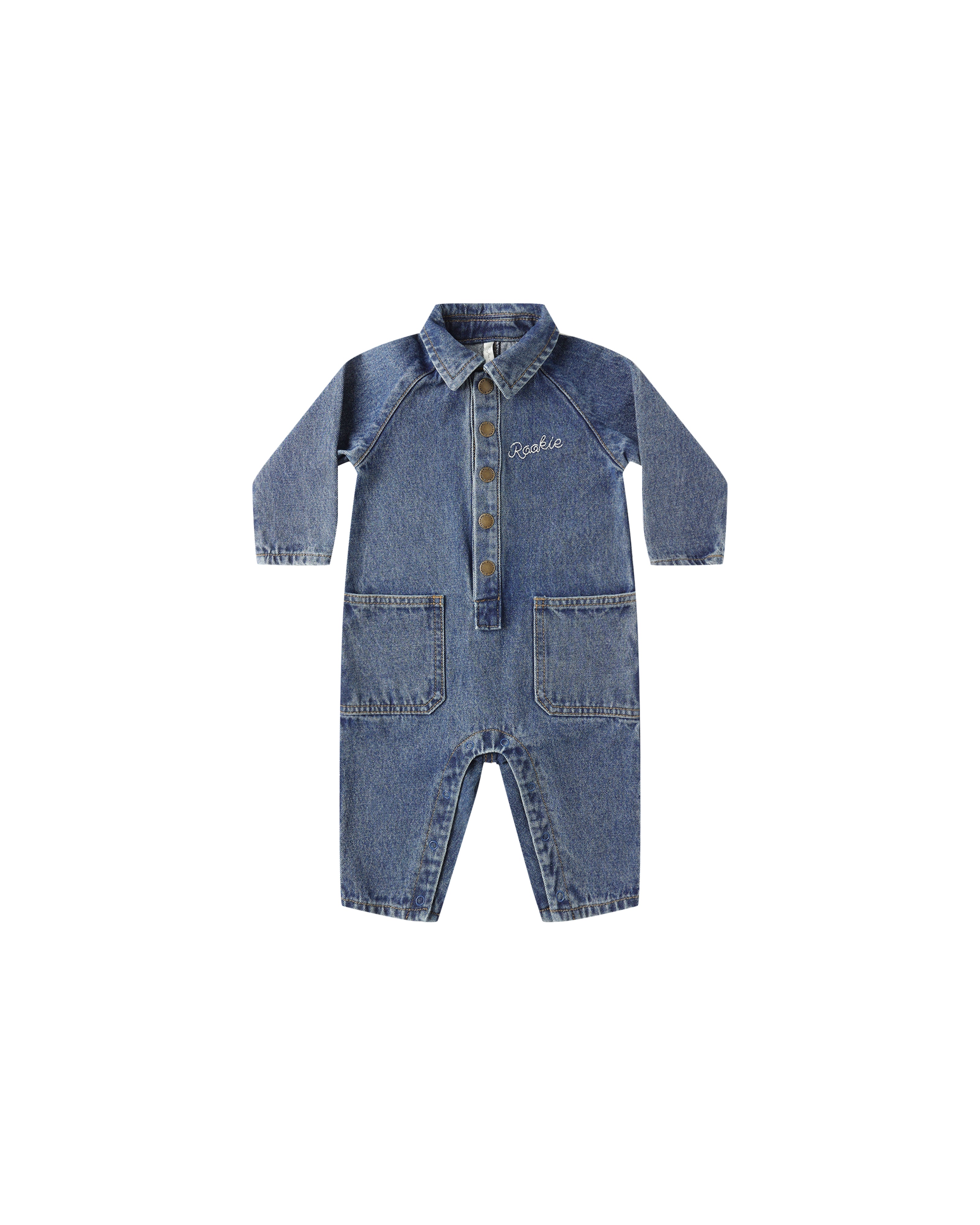 Robin Riley Mod Collared Baby Jumpsuit || Indigo Denim – ROBIN•riley