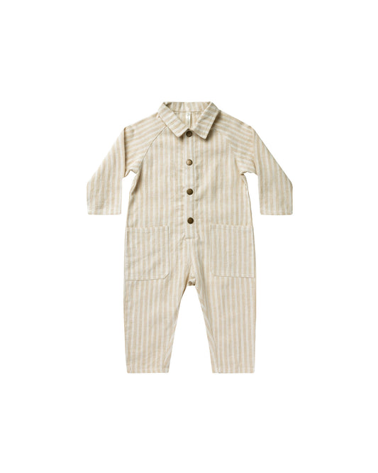 Collared Baby Jumpsuit | Champagne Stripe