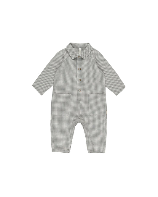 Collared Baby Jumpsuit | Forest Gingham